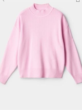 Mango Pastel Pink Ribbed Mock Neck Sweater